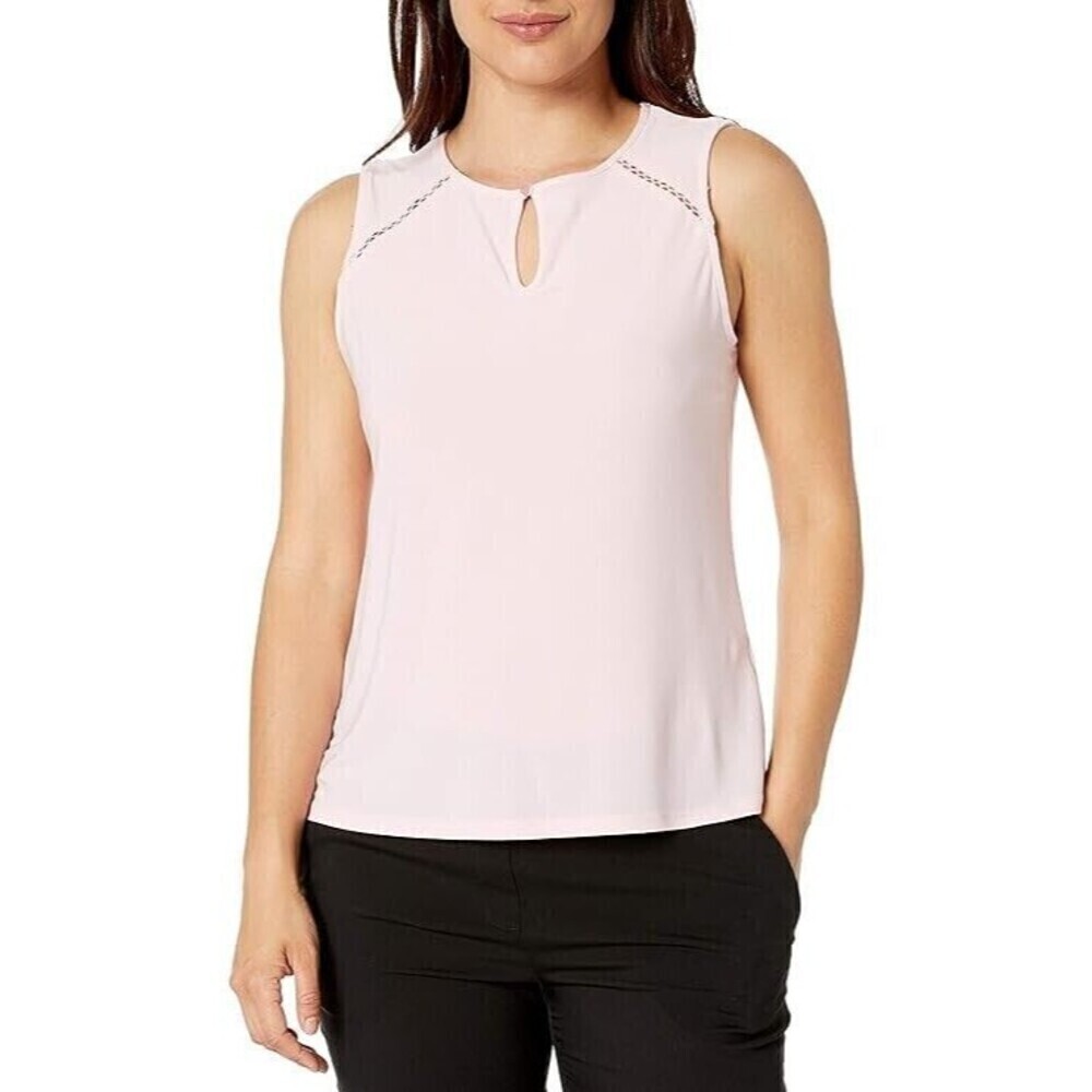 Kasper Cap Sleeveless Knit Cami with Keyhole Neck Plus Size 1X (14/16)